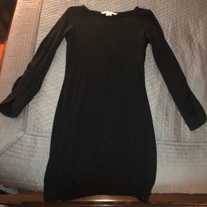 Black dress with bunched sleeves
